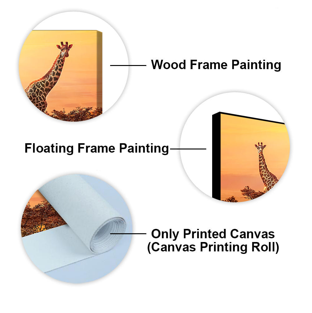 Premium Wall Painting of Giraffes in Sunset