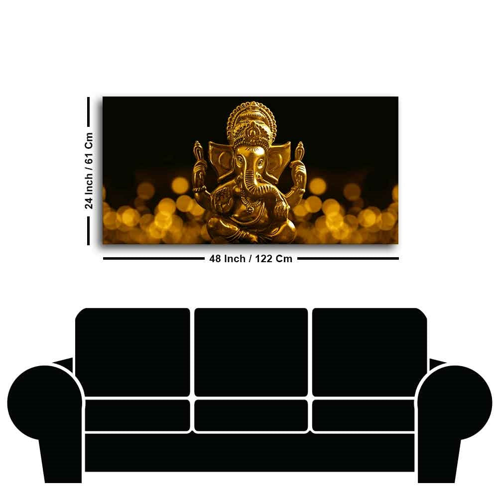 Premium Wall Painting of Golden Lord Ganesha