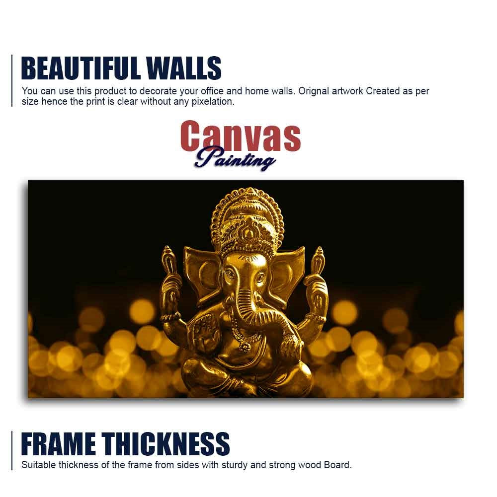 Premium Wall Painting of Golden Lord Ganesha