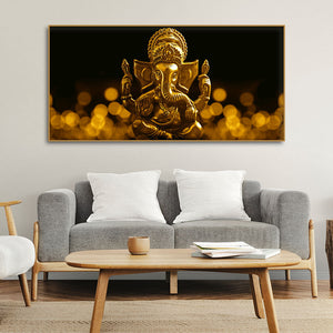 Premium Wall Painting of Golden Lord Ganesha