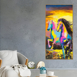 Premium Wall Painting of Horses Running in Sunset