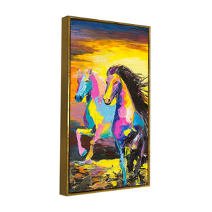 Premium Wall Painting of Horses Running in Sunset