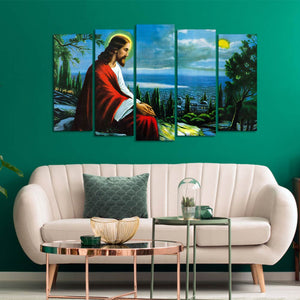 Premium Wall Painting of Jesus Christ in Jerusalem Set of Five Pieces