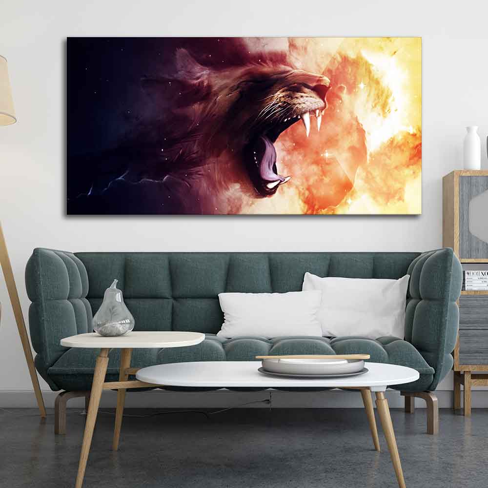 Premium Wall Painting of Roaring Lion