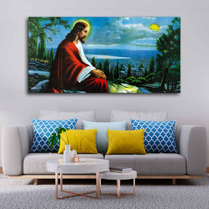 Premium Wall Painting of The prayer of Jesus Christ on the background of Jerusalem