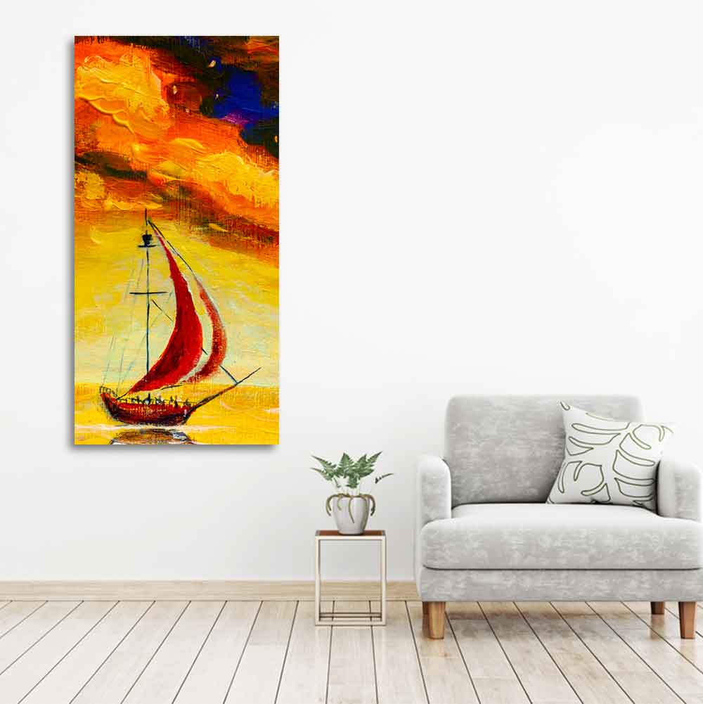 Premium Wall Painting of The Sailing Boat in Sea