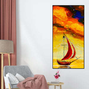 Premium Wall Painting of The Sailing Boat in Sea