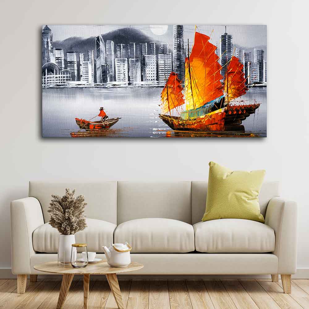 Premium Wall Painting of Victoria Harbor, Hong Kong