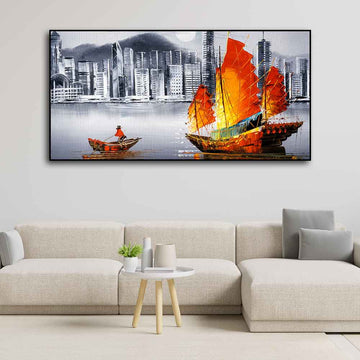 Premium Wall Painting of Victoria Harbor, Hong Kong