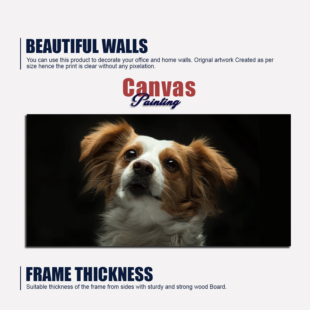 Premium Wall Painting of White and Brown Long Coat Puppy