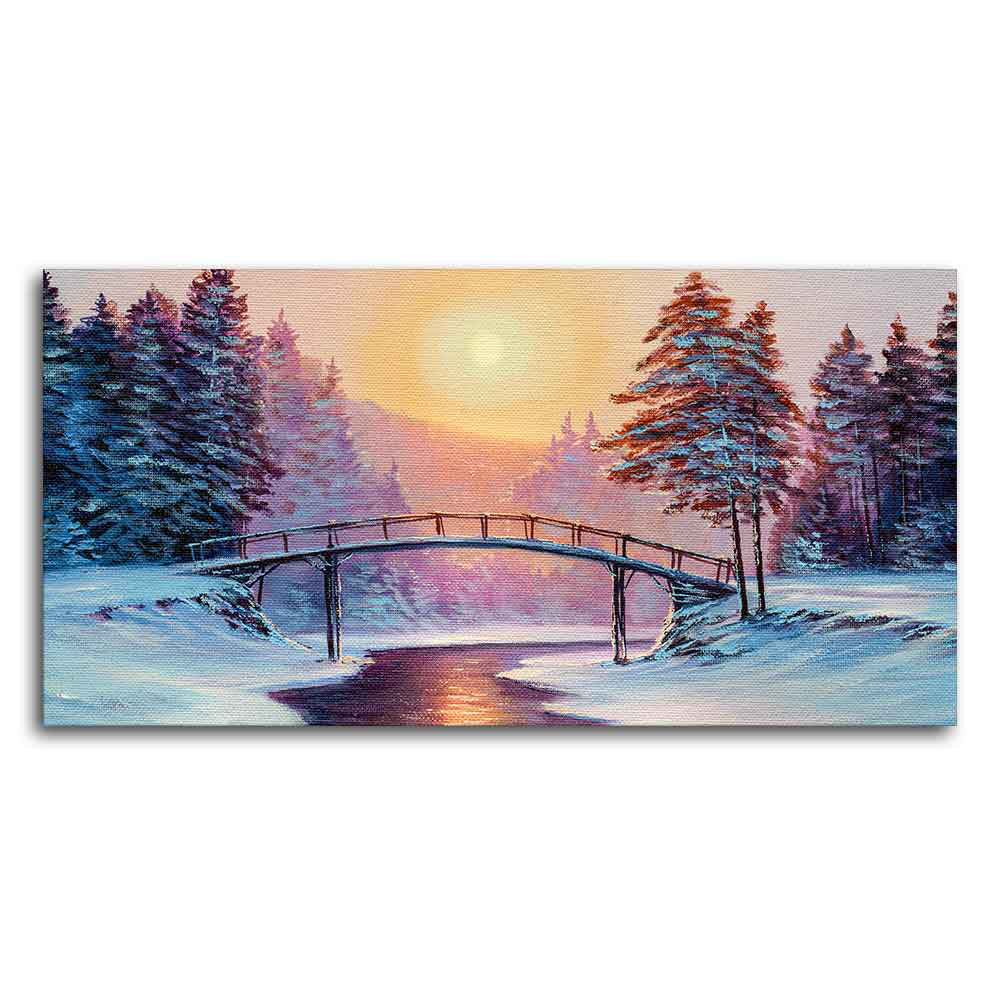 Premium Wall Painting of Winter Landscape with the River