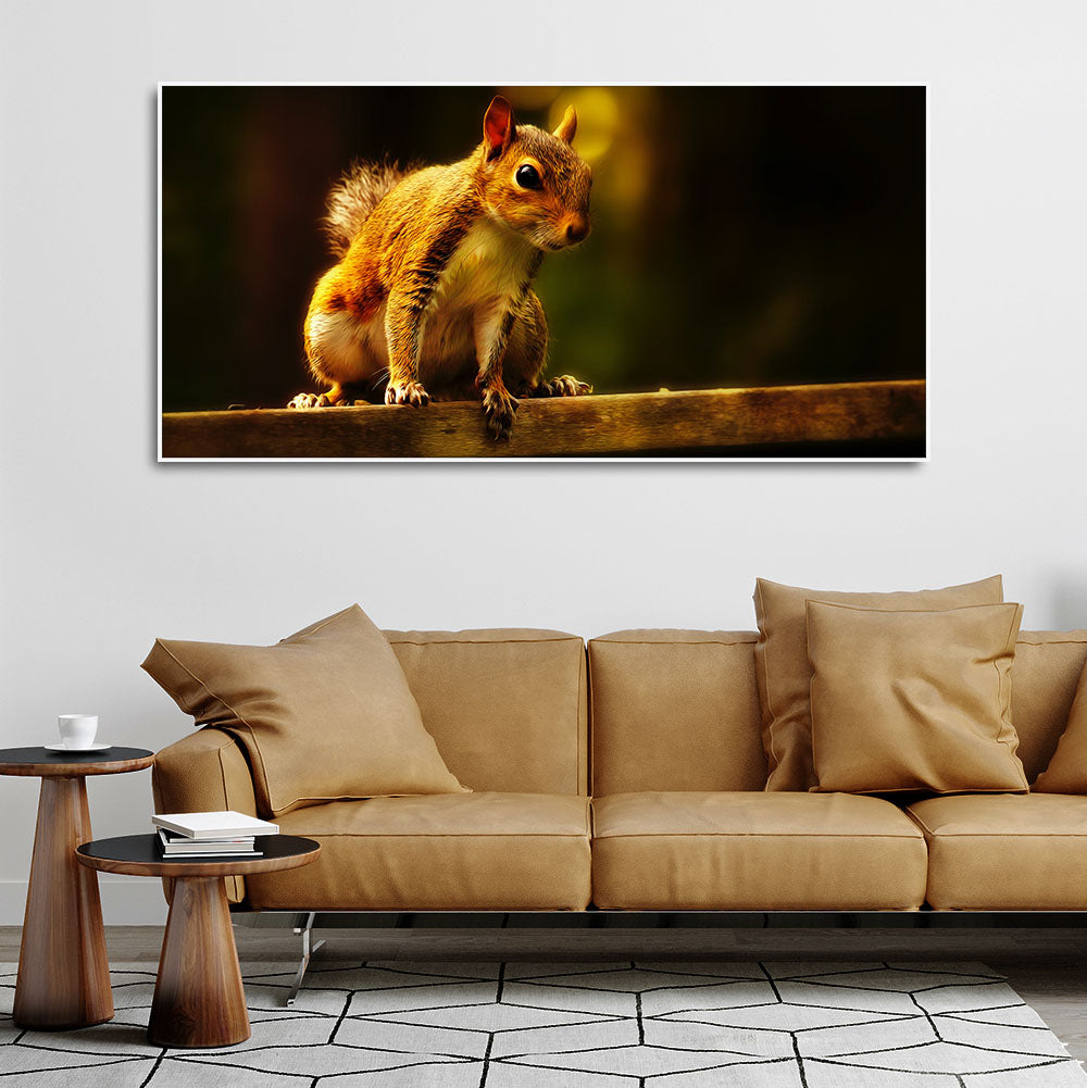 Premium Wall Painting Squirrel in The Dark Forest