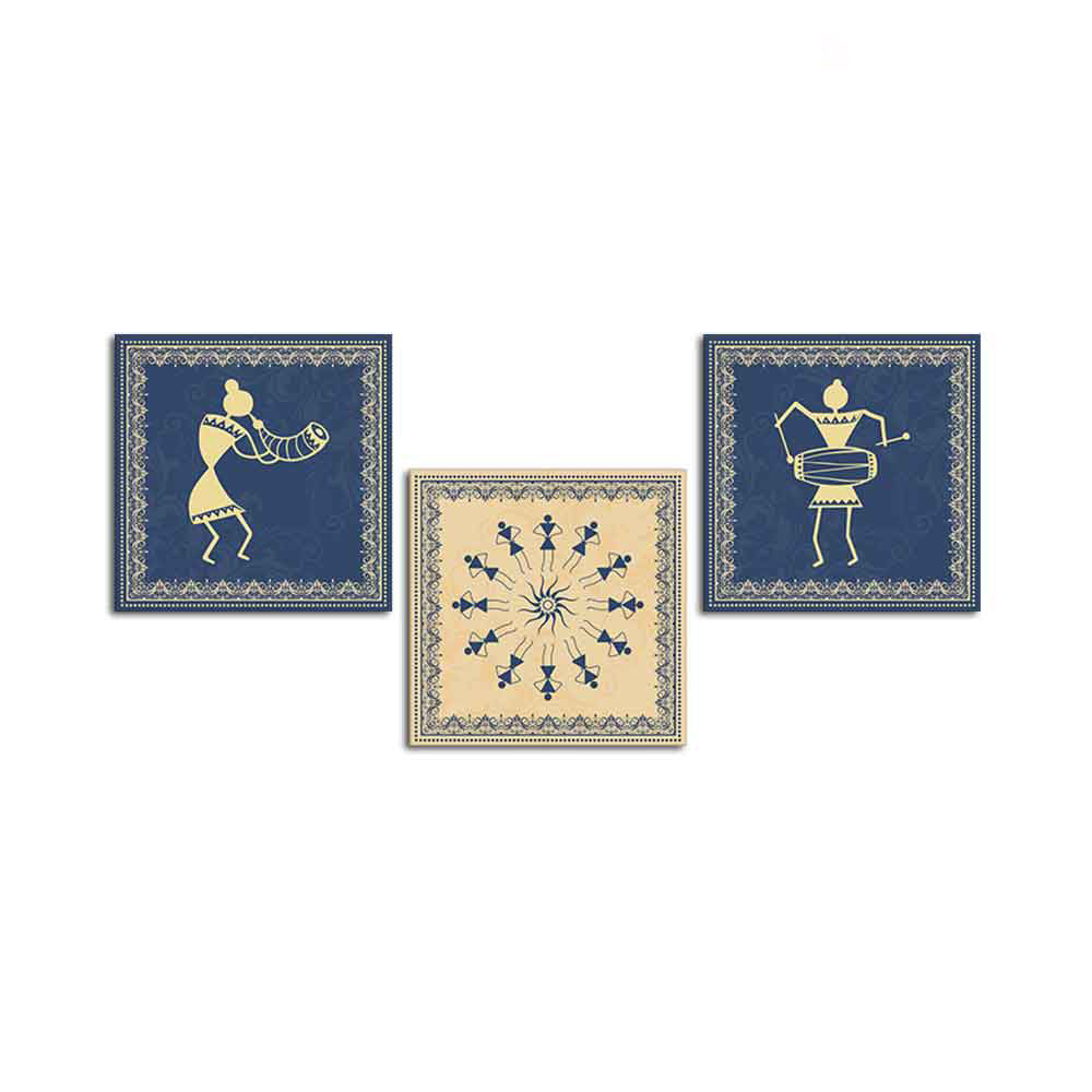 Premium Warli Art Wall Hanging Painting Set of Three