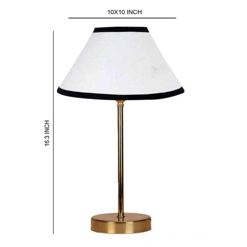 Premium White and Black Textured Metal Golden Finish Table Lamp