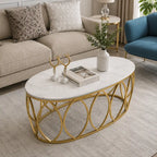 Premium White Centre Table With Golden Base