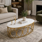 Premium White Centre Table With Golden Base