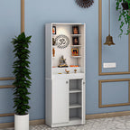Premium White Finish Wooden Floor Temple with Spacious Storage Cabinet for Home & Office Spaces