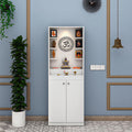 Premium White Finish Wooden Floor Temple with Spacious Storage Cabinet for Home & Office Spaces