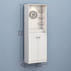 Premium White Finish Wooden Floor Temple with Spacious Storage Cabinet for Home & Office Spaces