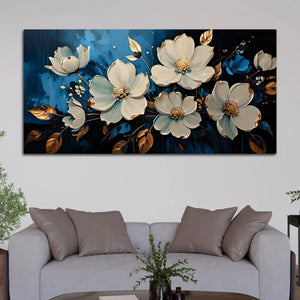 Premium White Flower Canvas Wall Art Painting for Wall Décor
