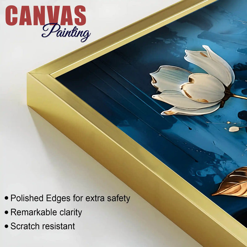 Premium White Flower Canvas Wall Art Painting for Wall Décor