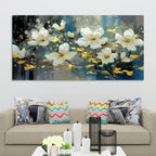 Premium White Flower Canvas Wall Painting for Living Room
