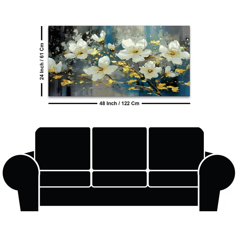 Premium White Flower Canvas Wall Painting for Living Room