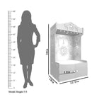 Premium White Wooden Floor Pooja Mandir with Laser-Cut Om Design & Storage Cabinet