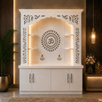 Premium White Wooden Floor Temple with Storage Space for Home