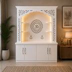 Premium White Wooden Floor Temple with Storage Space for Home