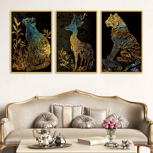 Premium Wild Animal Canvas Wall Painting Set of Three