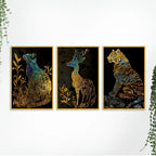 Premium Wild Animal Canvas Wall Painting Set of Three