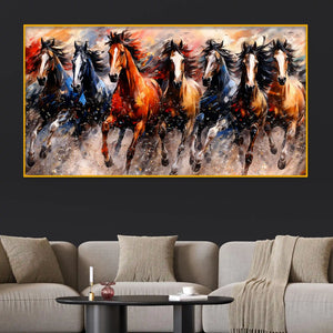 Premium Wild Horses Crystal Glass Wall Painting