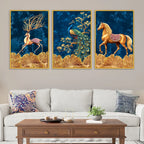 Premium Wildlife Nature Canvas Wall Art Painting Set of Three