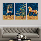 Premium Wildlife Nature Canvas Wall Art Painting Set of Three