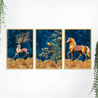 Premium Wildlife Nature Canvas Wall Art Painting Set of Three