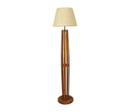 Premium Wooden Floor Lamp with Brown Base and Beige Fabric Lampshade