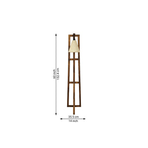 Premium Wooden Floor Lamp with Brown Base and Jute Fabric Lampshade