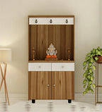 Premium Wooden Floor Temple with Spacious Drawer & Door Storage for Home & Office
