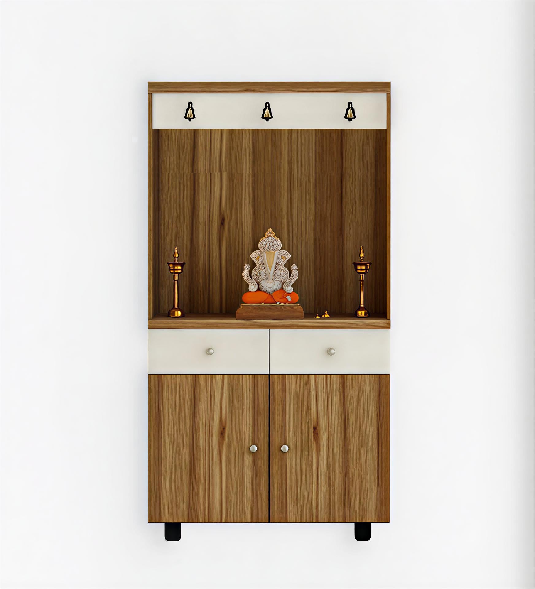 Premium Wooden Floor Temple with Spacious Drawer & Door Storage for Home & Office