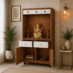 Premium Wooden Floor Temple with Spacious Drawer & Door Storage for Home & Office
