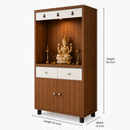 Premium Wooden Floor Temple with Spacious Drawer & Door Storage for Home & Office