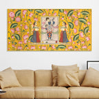 premium-yellow-floral-themed-shreenathji-religious-canvas-pichwai-wall-painting