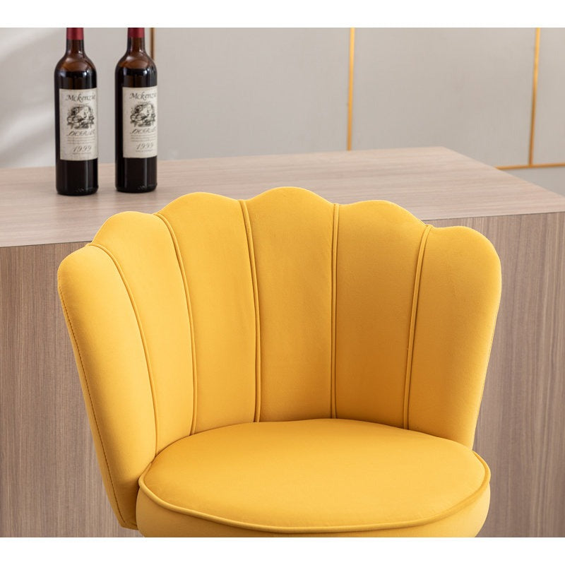 Premium Yellow Velvet Lounge Bar Stools with Glamorous Golden Frame