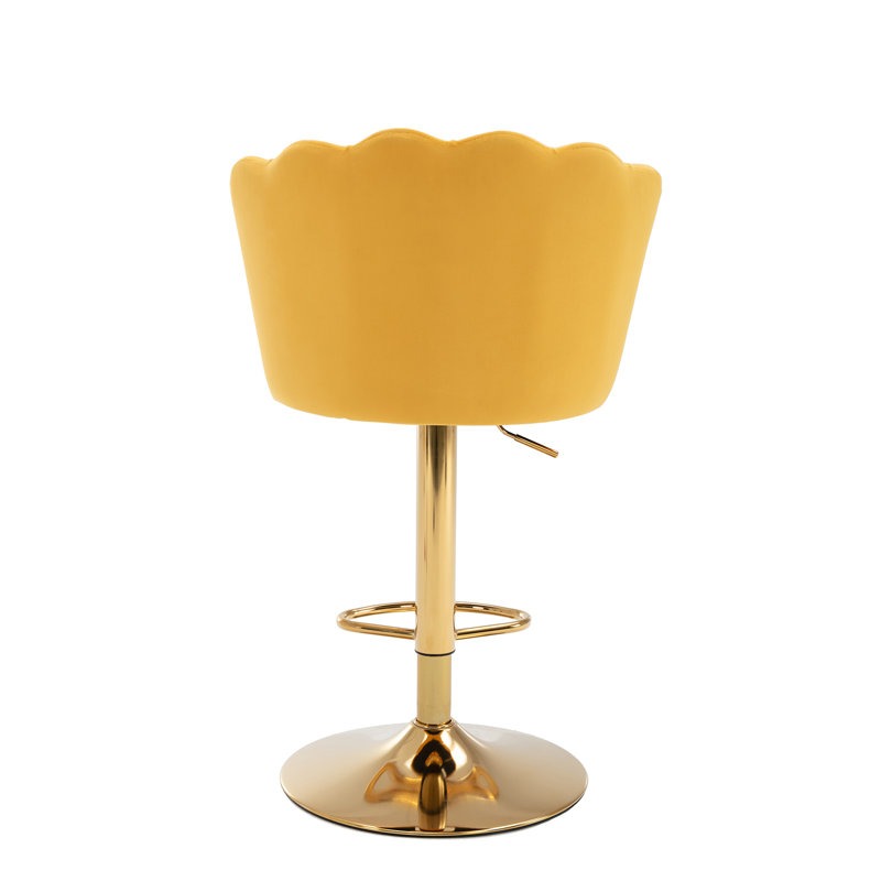 Premium Yellow Velvet Lounge Bar Stools with Glamorous Golden Frame