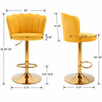 Premium Yellow Velvet Lounge Bar Stools with Glamorous Golden Frame