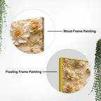 Prepossessing White Peacock and Golden Rose Bloom 3D Canvas Wall Painting