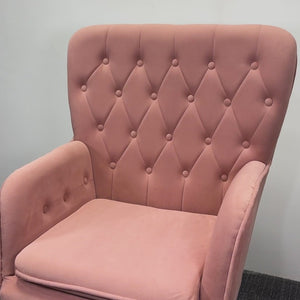 Rich Blush Pink Comfy Padded Tufted Premium Velvet Lounge Chair