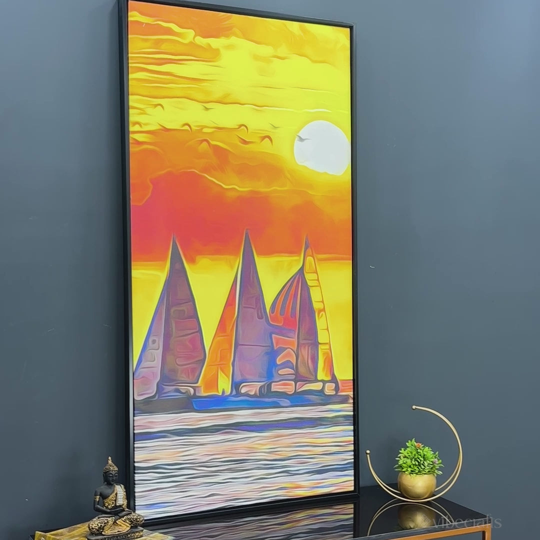 Beautiful Seascape with Sunset Wall Painting