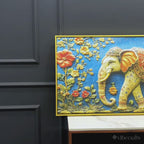 Ethnic Elephant Wall Art Premium Canvas Wall Painting